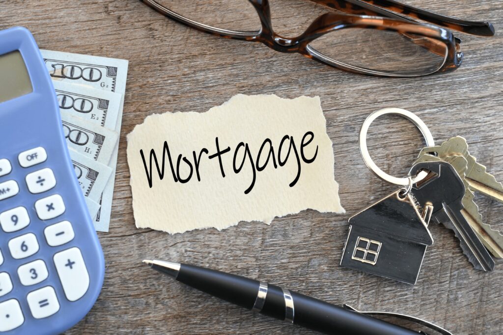 Scrap of paper with 'Mortgage' written on it.